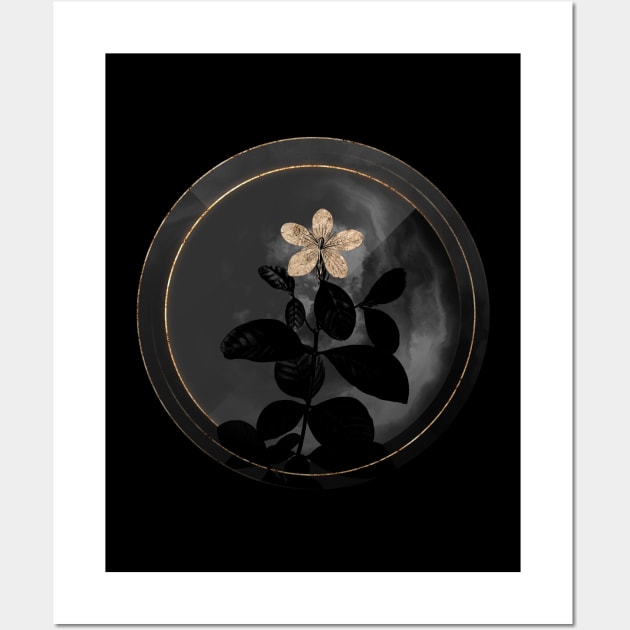 Shadowy Gardenia Botanical on Black and White Wall Art by Holy Rock Design